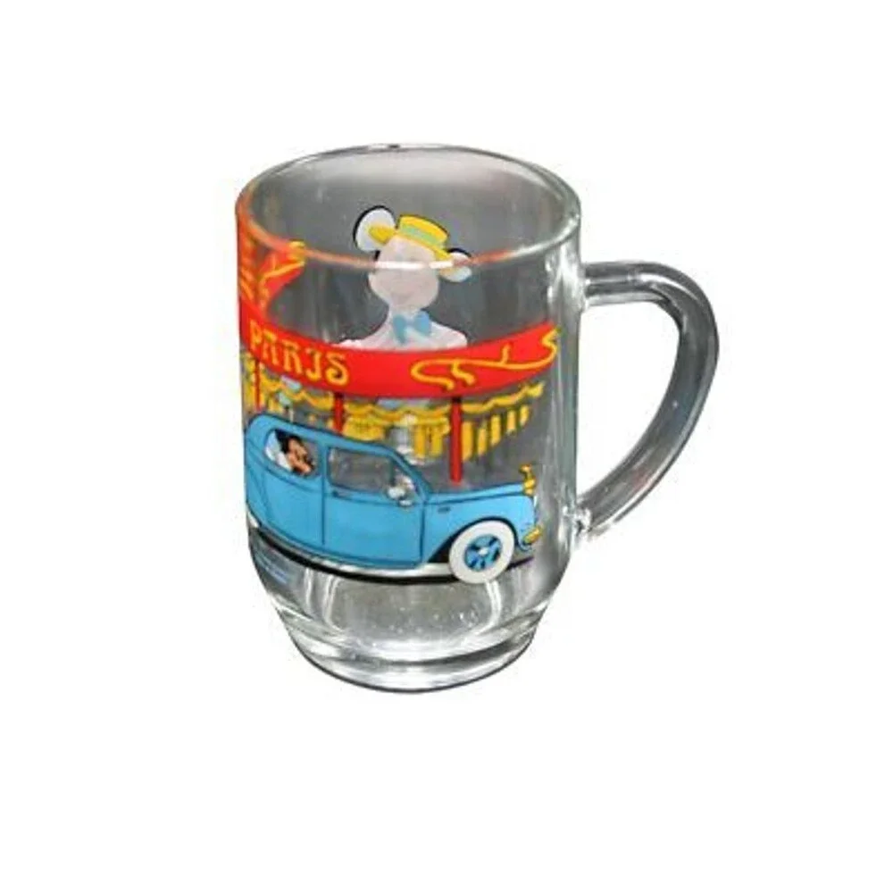 Vintage Mickey Mouse Automobile Mug BEX S.A. France Disney Paris Glass